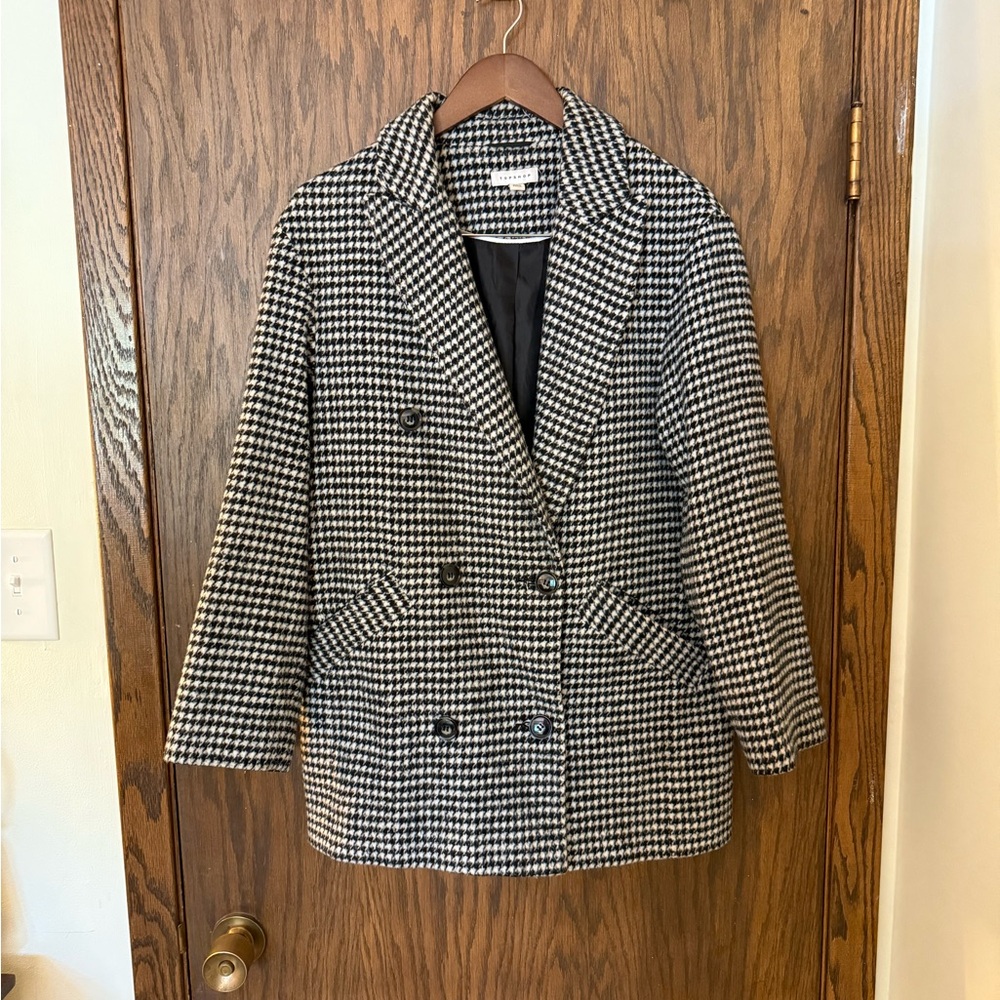 Topshop Houndstooth Double-Breasted Coat - Picture 2 of 4